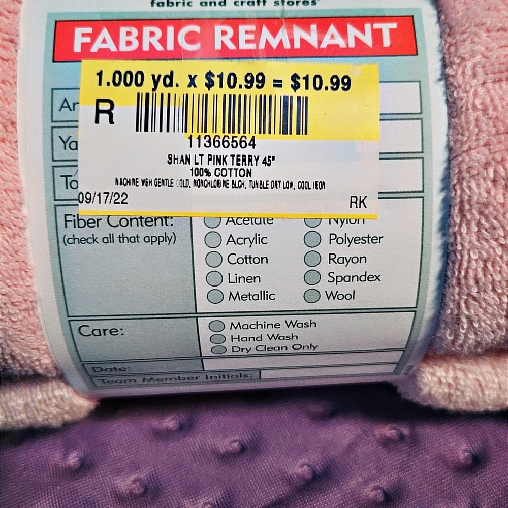 Jo-Ann Pink Terry Towel Remnant - Picture 2 of 3